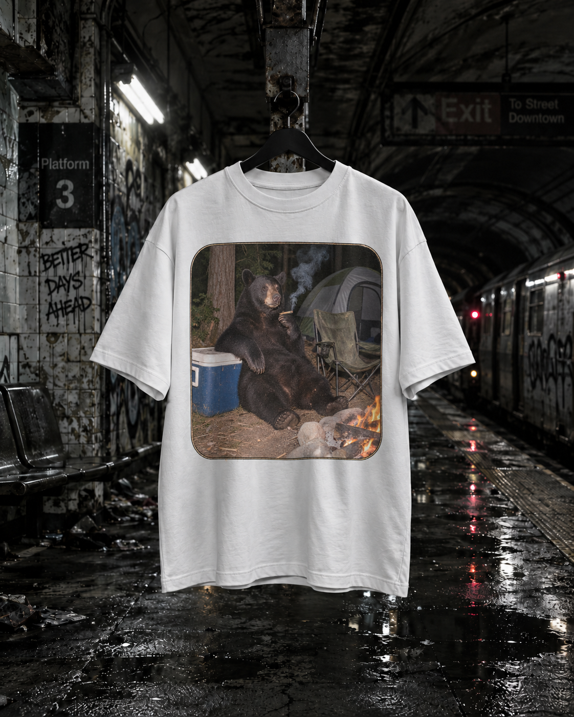 Temporary mockup of a white graphic T-shirt