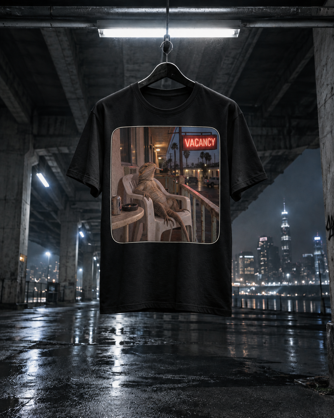 Temporary mockup of a black graphic T-shirt