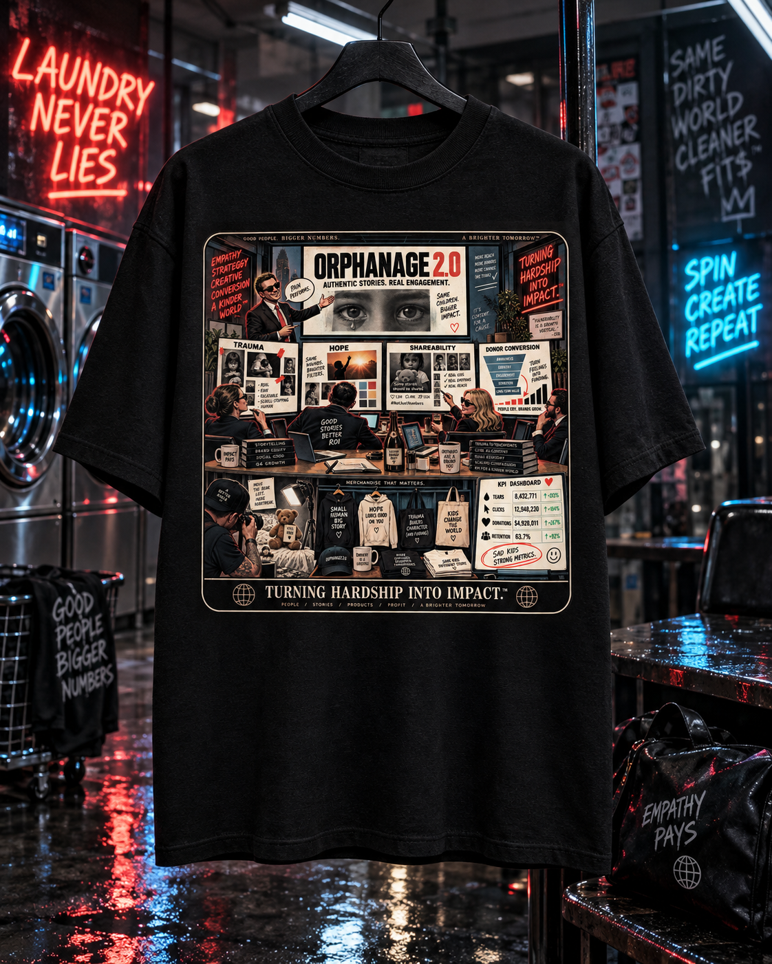 Temporary mockup of a black graphic T-shirt