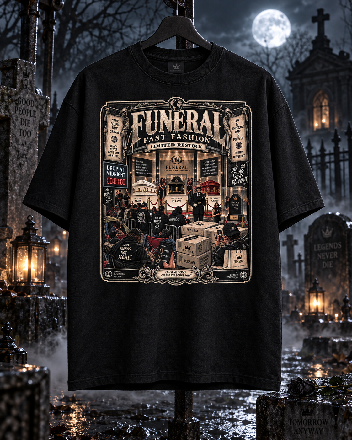 Temporary mockup of a black Aesthetic graphic T-shirt